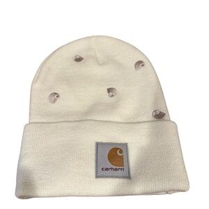 NWOT Carhartt Womens White Beanie with embroderied logos